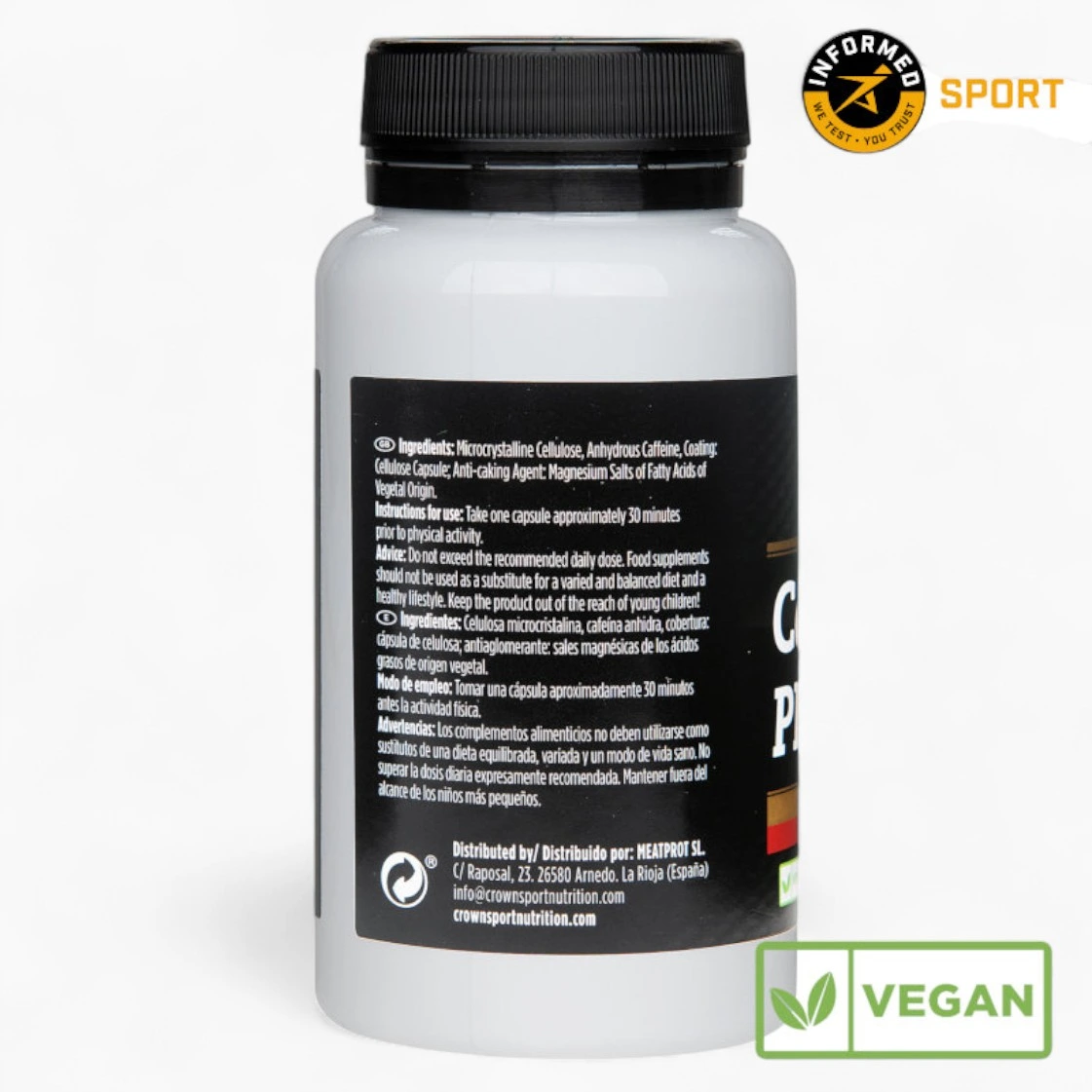 bote de capsulas de cafeina de crown